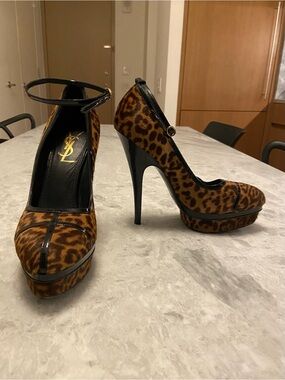 Yves Saint Laurent Vintage Leopard Print Platform Heels